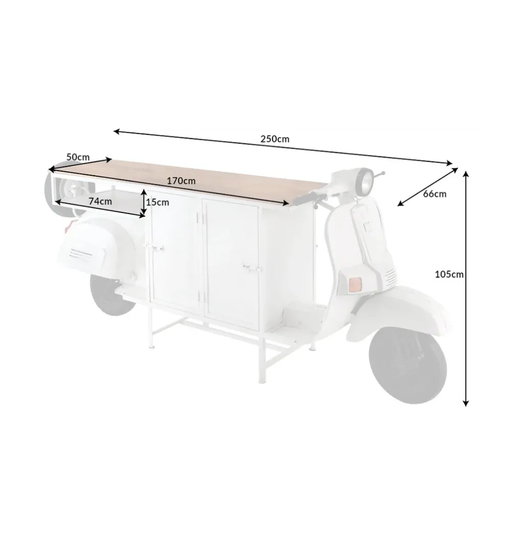 Barowa komoda SCOOTER 250 cm drewno mango