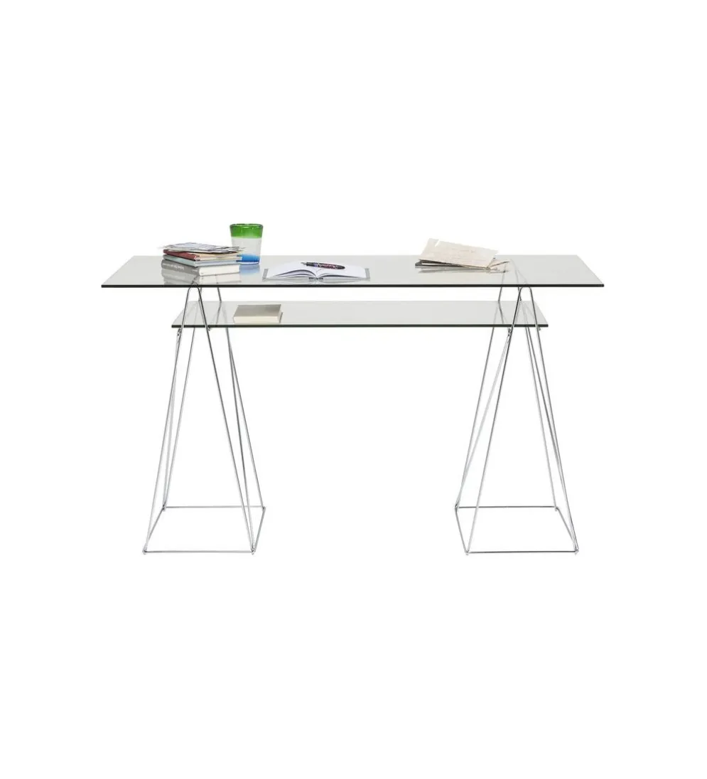 Biurko szklane POLAR 130 cm srebrne