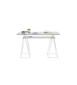 Biurko szklane POLAR 130 cm srebrne