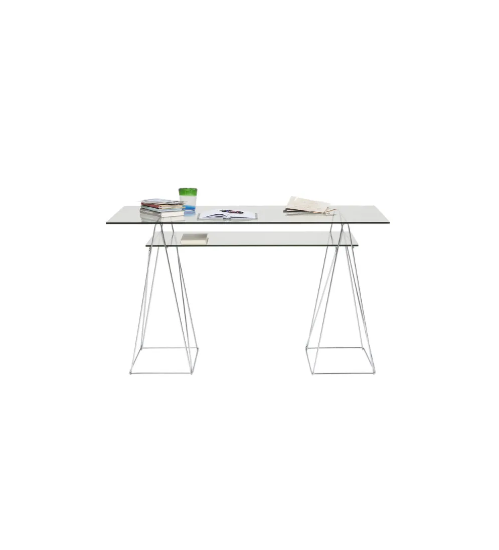 Biurko szklane POLAR 130 cm srebrne