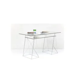 Biurko szklane POLAR 130 cm srebrne