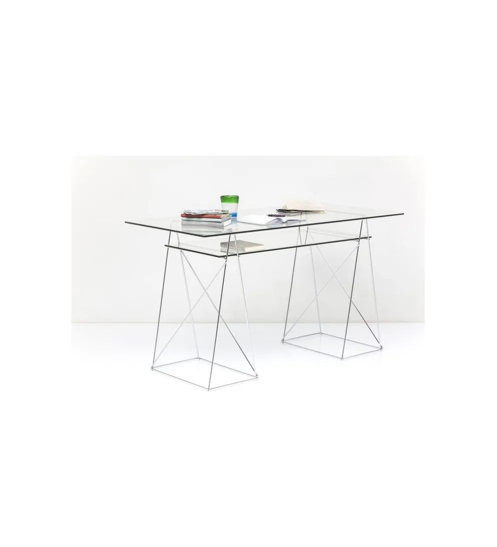 Biurko szklane POLAR 130 cm srebrne