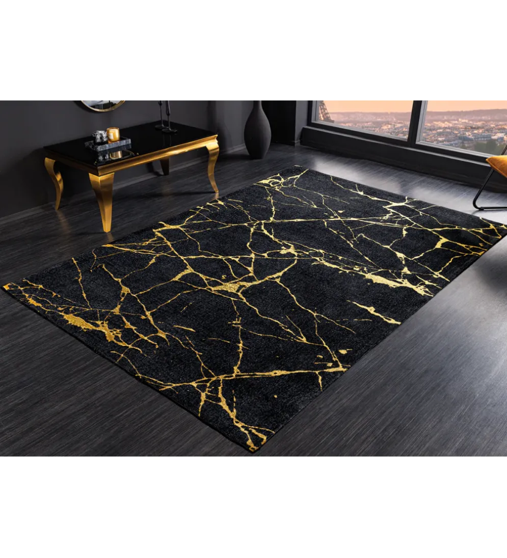 Dywan MARBLE 160 x 240 cm czarno złoty