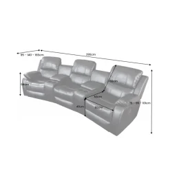 Fotel trzyosobowy DALLAS Hollywood 295 cm czarny