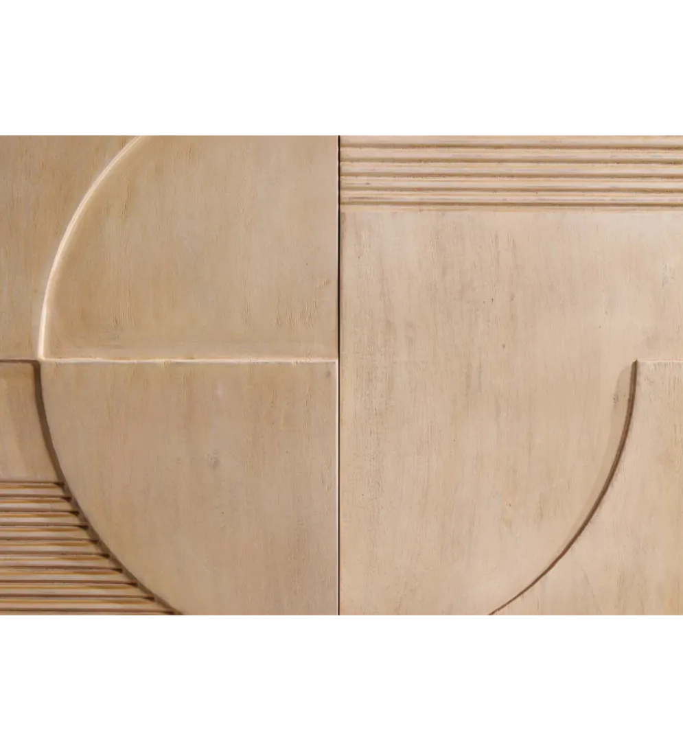 Komoda ART DECO 170 cm drewno mango biało beżowa
