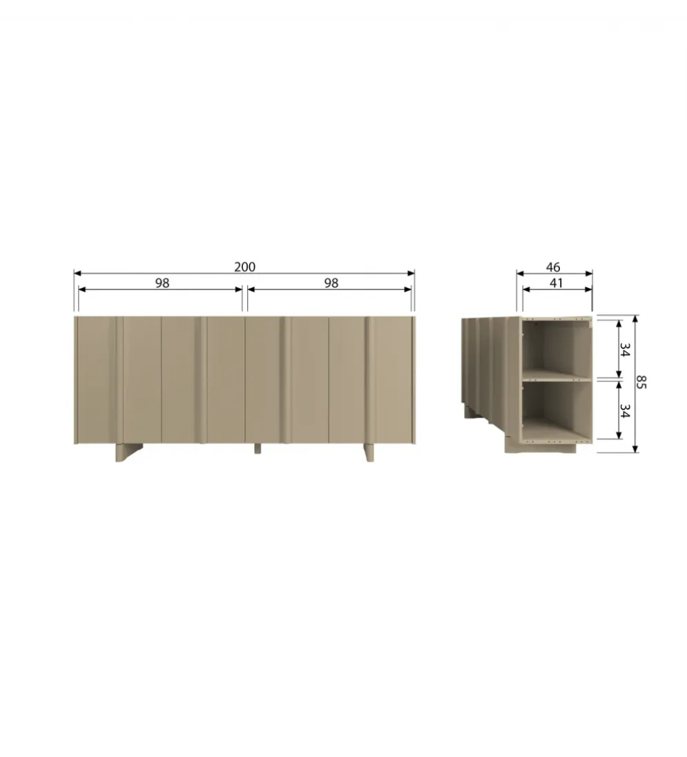 Komoda BASU 200 cm drewno sosny piaskowa