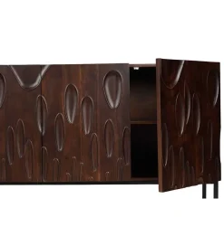 Komoda MIRNO 175 cm drewno akacja w kolorze ciemnego orzecha