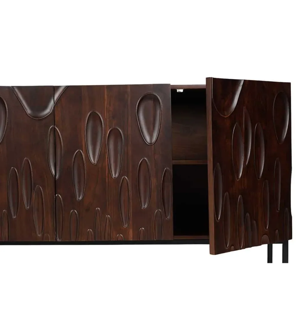 Komoda MIRNO 175 cm drewno akacja w kolorze ciemnego orzecha