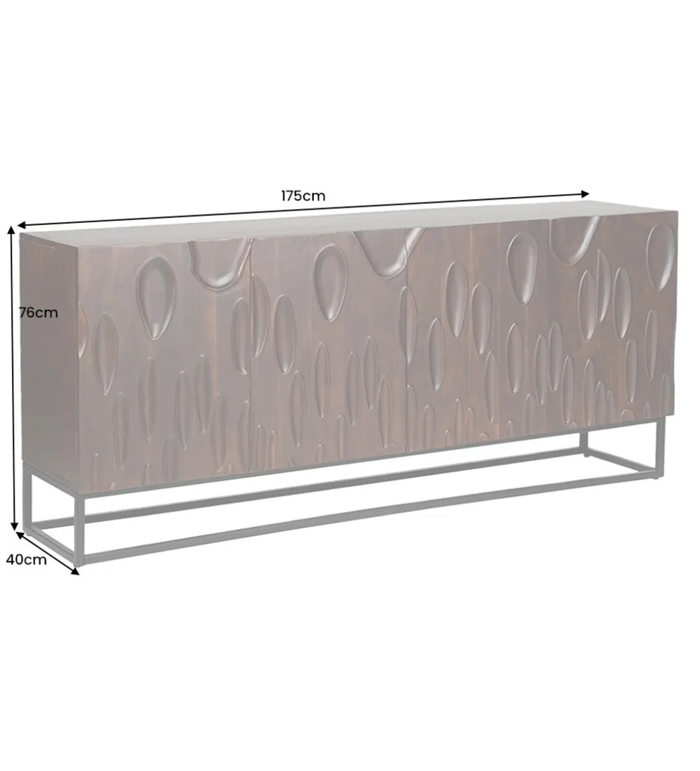 Komoda MIRNO 175 cm drewno akacja w kolorze ciemnego orzecha