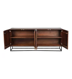 Komoda MIRNO 175 cm drewno akacja w kolorze ciemnego orzecha