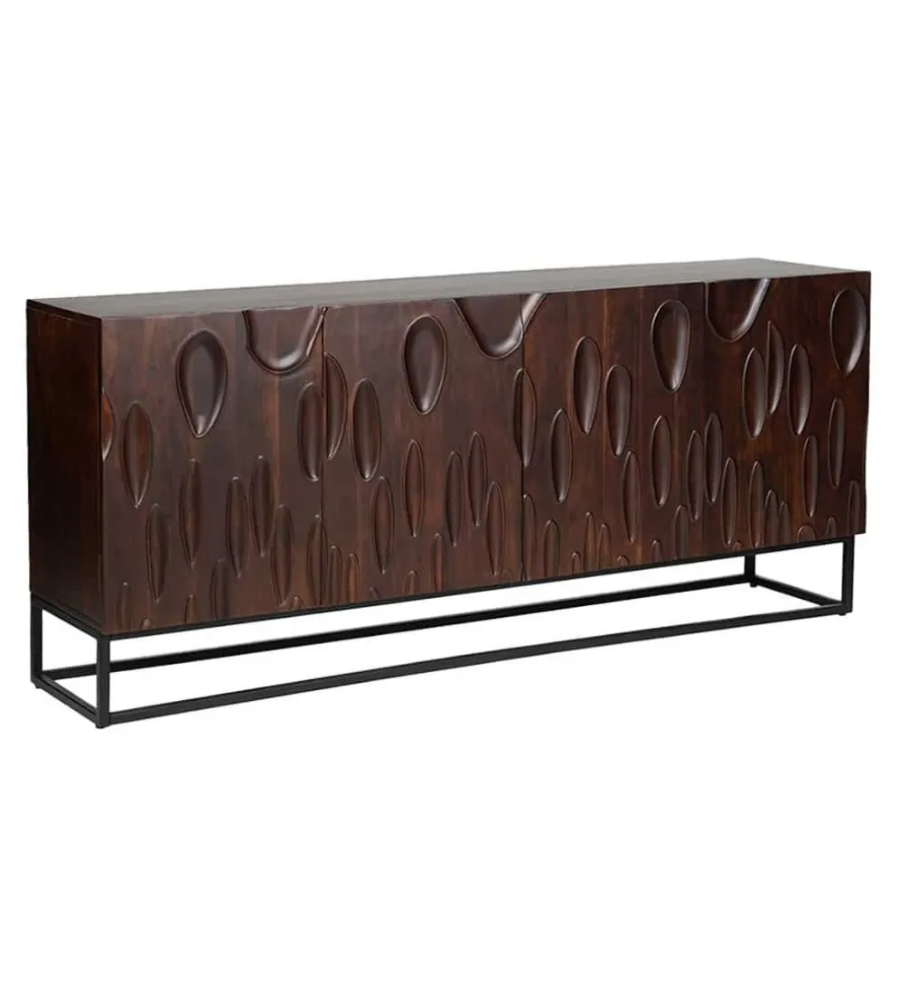Komoda MIRNO 175 cm drewno akacja w kolorze ciemnego orzecha