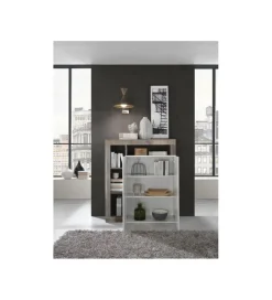 Komoda wysoka HAMBURG 127 cm biała Z Dodatkiem Koloru Klon Pero