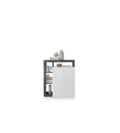 Komoda wysoka HAMBURG 127 cm Biała Z Dodatkiem Koloru antracytowego