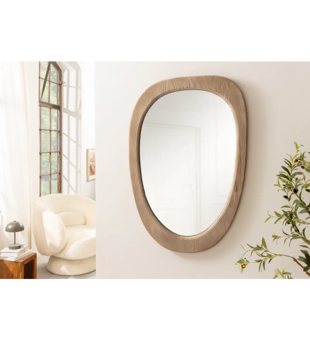 Lustro wiszące ORGANIC 105 cm drewno sosnowe