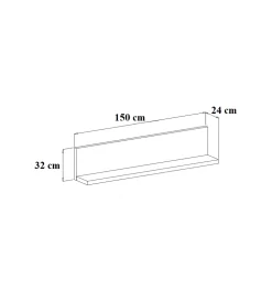 Półka wisząca BOTA 150 cm czarna