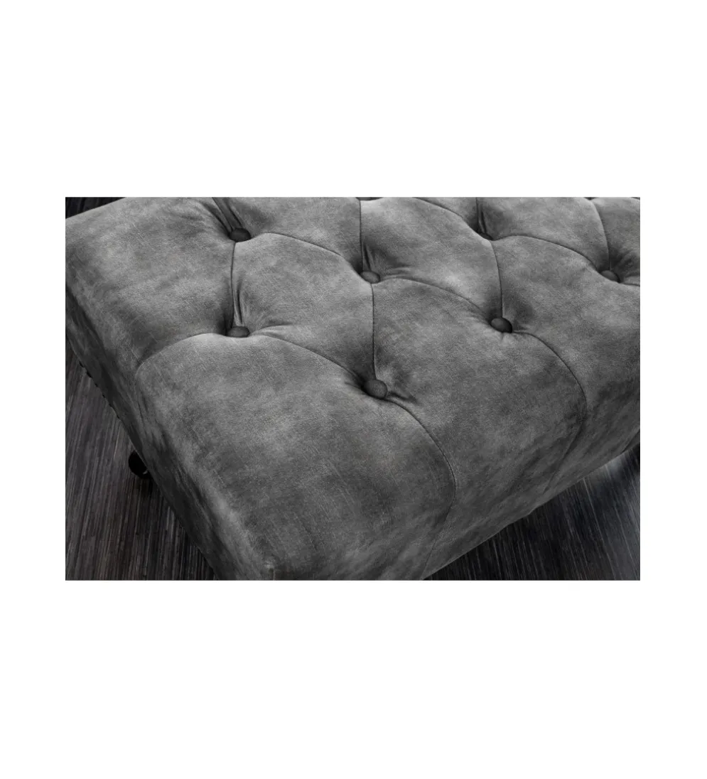 Podnóżek BRIGIDA Chesterfield 80 cm szary