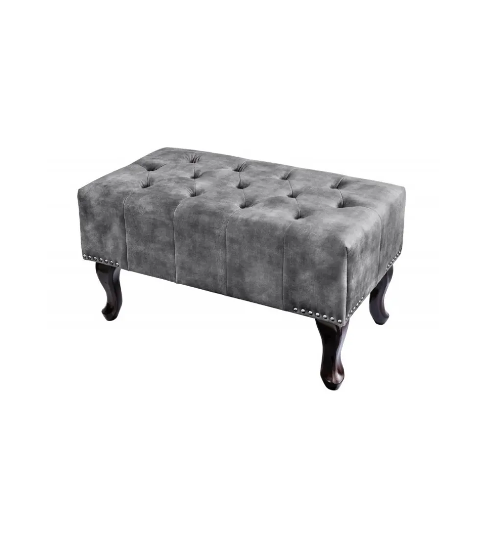 Podnóżek BRIGIDA Chesterfield 80 cm szary