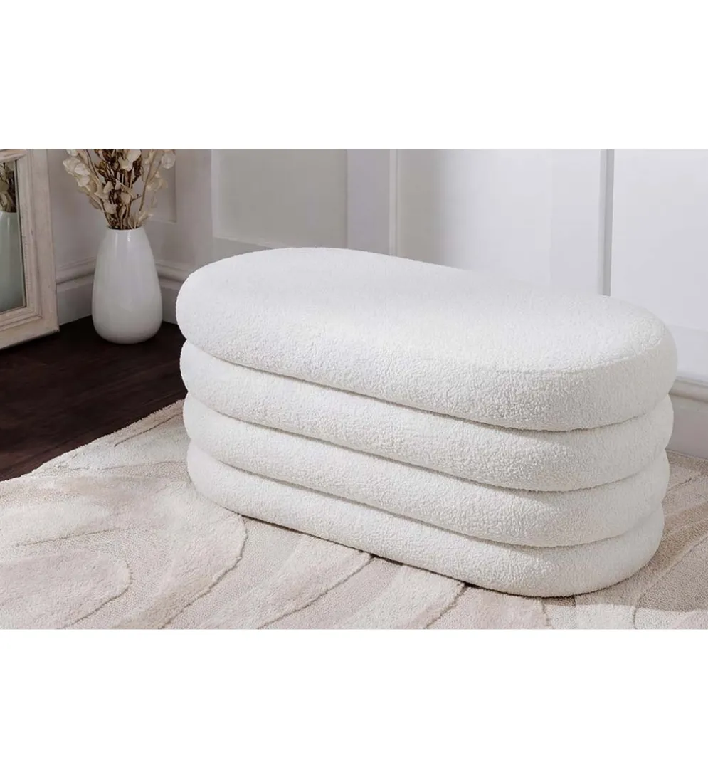 Pufa VOGUE 85 cm z schowkiem boucle białe