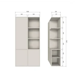 Regał MEGGY 108 cm drewno sosny szary lewostronny