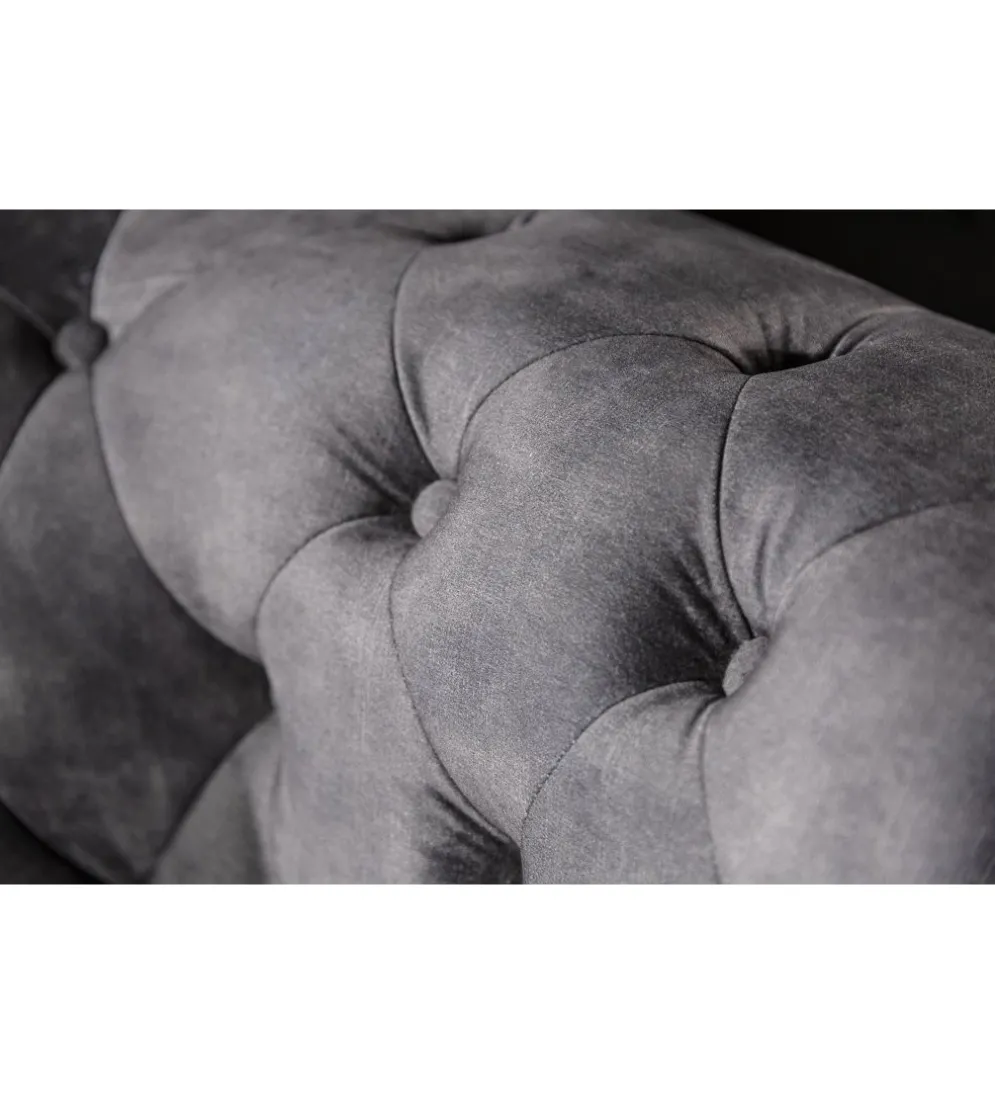 Sofa ARIELLE Chesterfield 205 Cm szary aksamit