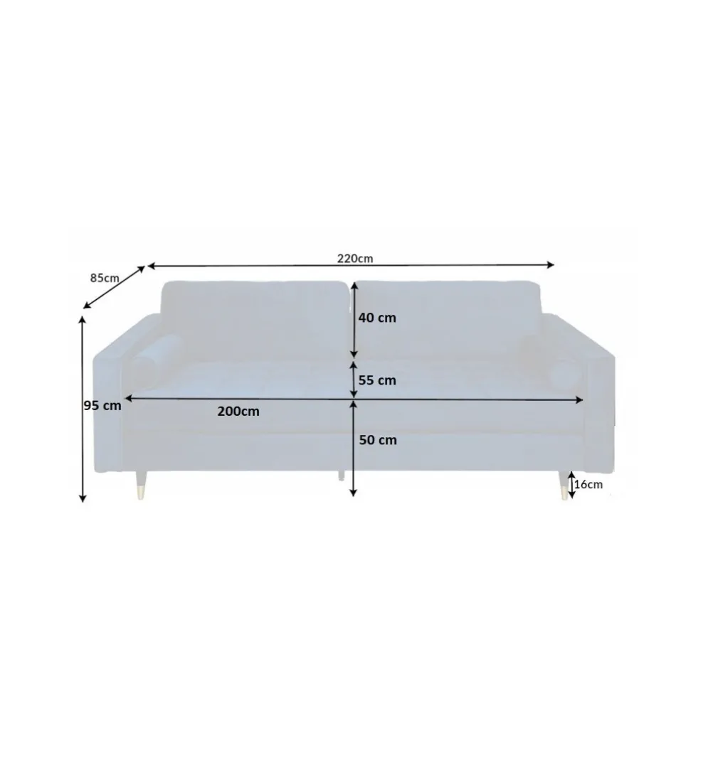Sofa CANIS velvet 220 cm szmaragdowo zielony aksamit