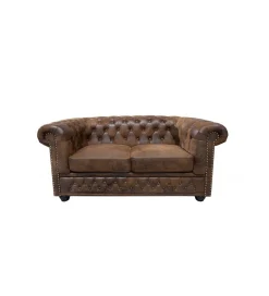 Sofa Chesterfield antyczny brąz
