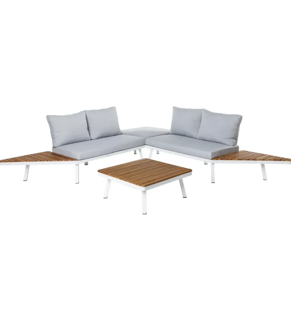 Sofa ogrodowa SASKIA 260 cm drewno akacja nogi białe