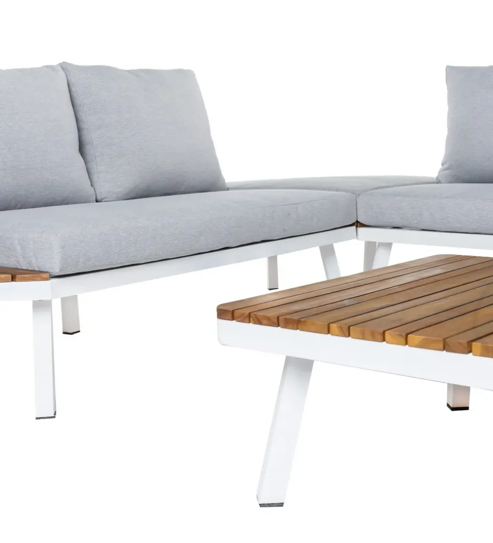 Sofa ogrodowa SASKIA 260 cm drewno akacja nogi białe