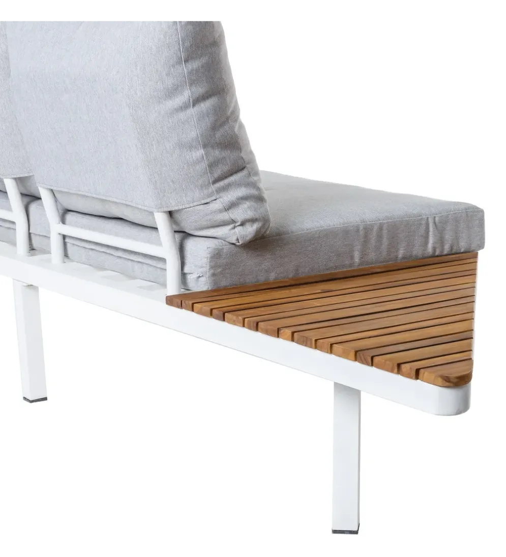 Sofa ogrodowa SASKIA 260 cm drewno akacja nogi białe