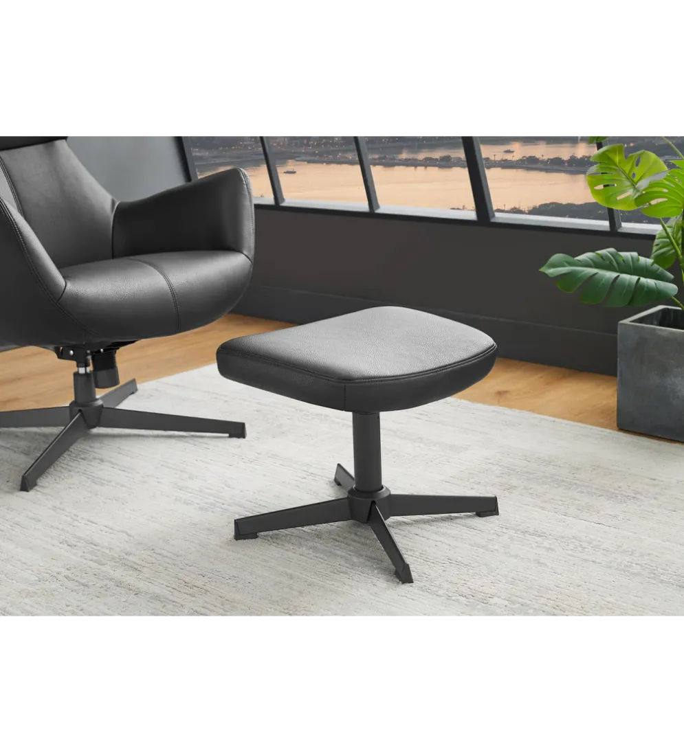 Stołek obrotowy VOGUE 45 cm skórzany czarny