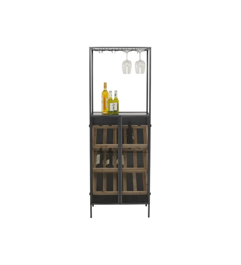 Stojak na wino PORTO BAR 60 x 170 cm czarny