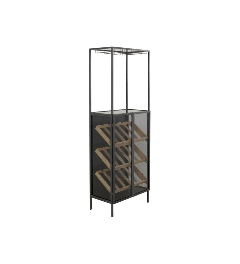 Stojak na wino PORTO BAR 60 x 170 cm czarny