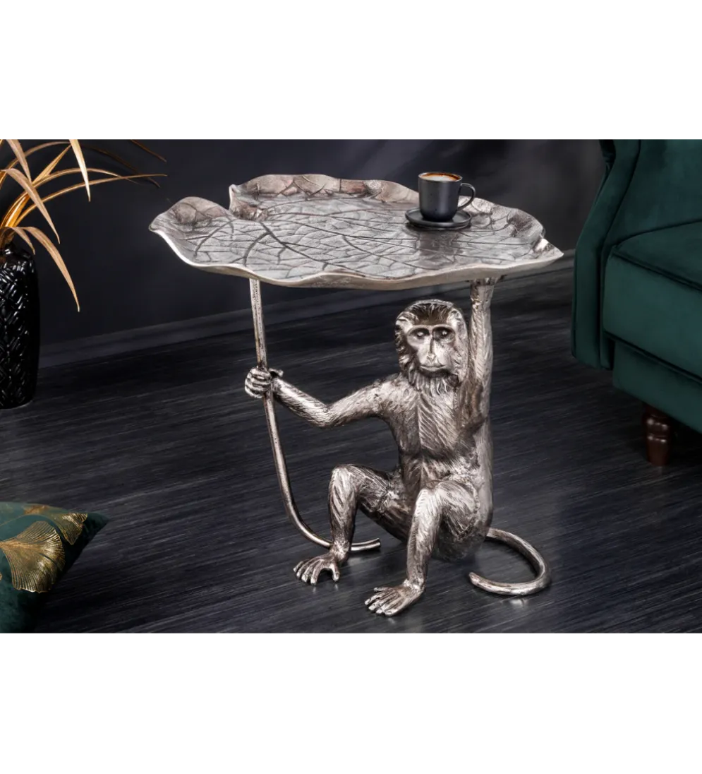 Stolik kawowy WILDLIFE MONKEY 55 cm srebrny