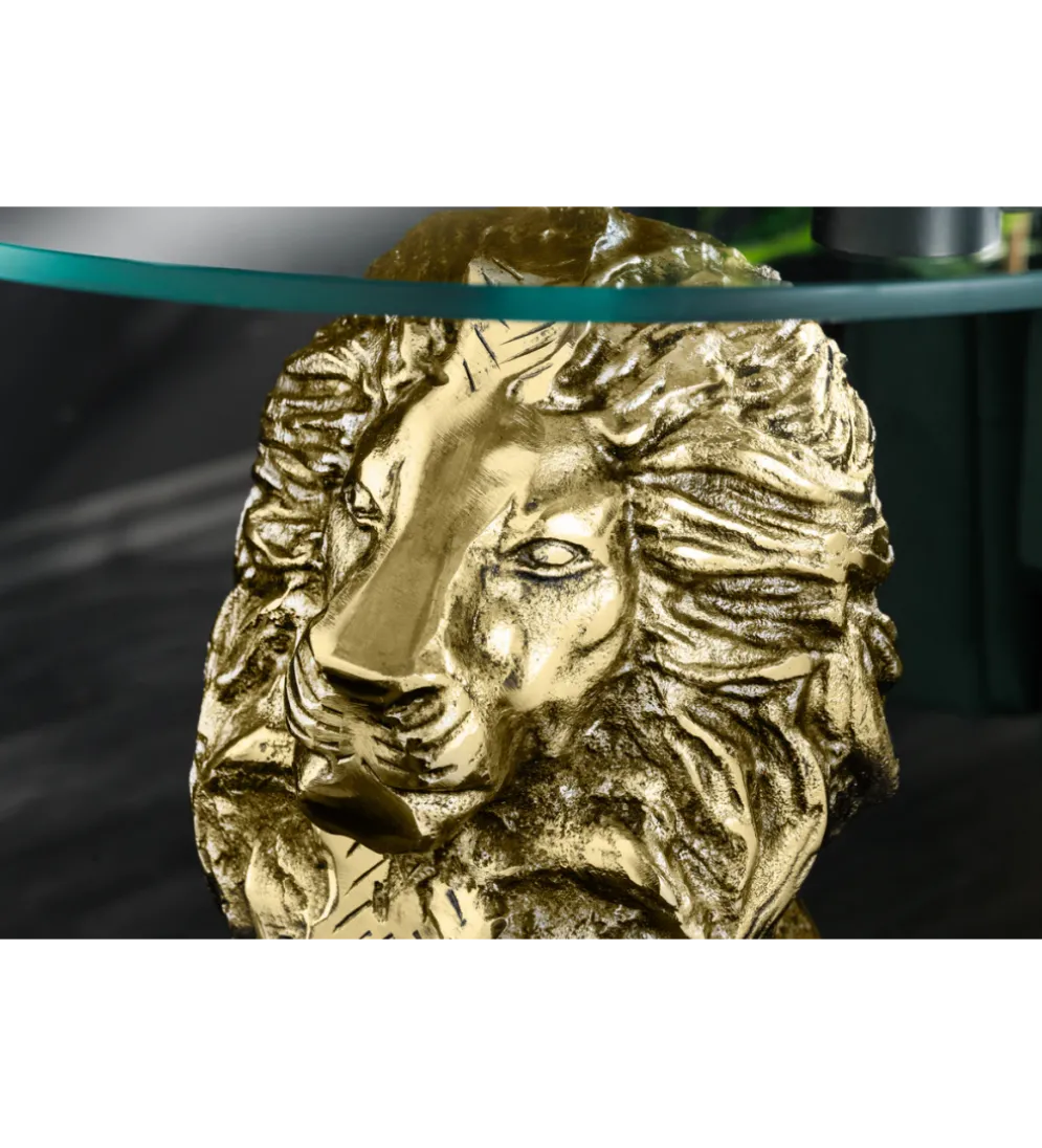 Stolik kawowy WILDLIFE LION 60 cm antyczne złoto