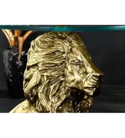 Stolik kawowy WILDLIFE LION 60 cm antyczne złoto