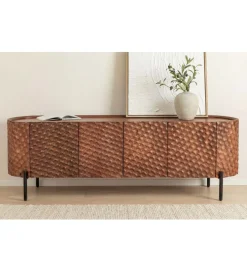 Stolik pod TV ADLON 160 cm drewno mango wzór 3D