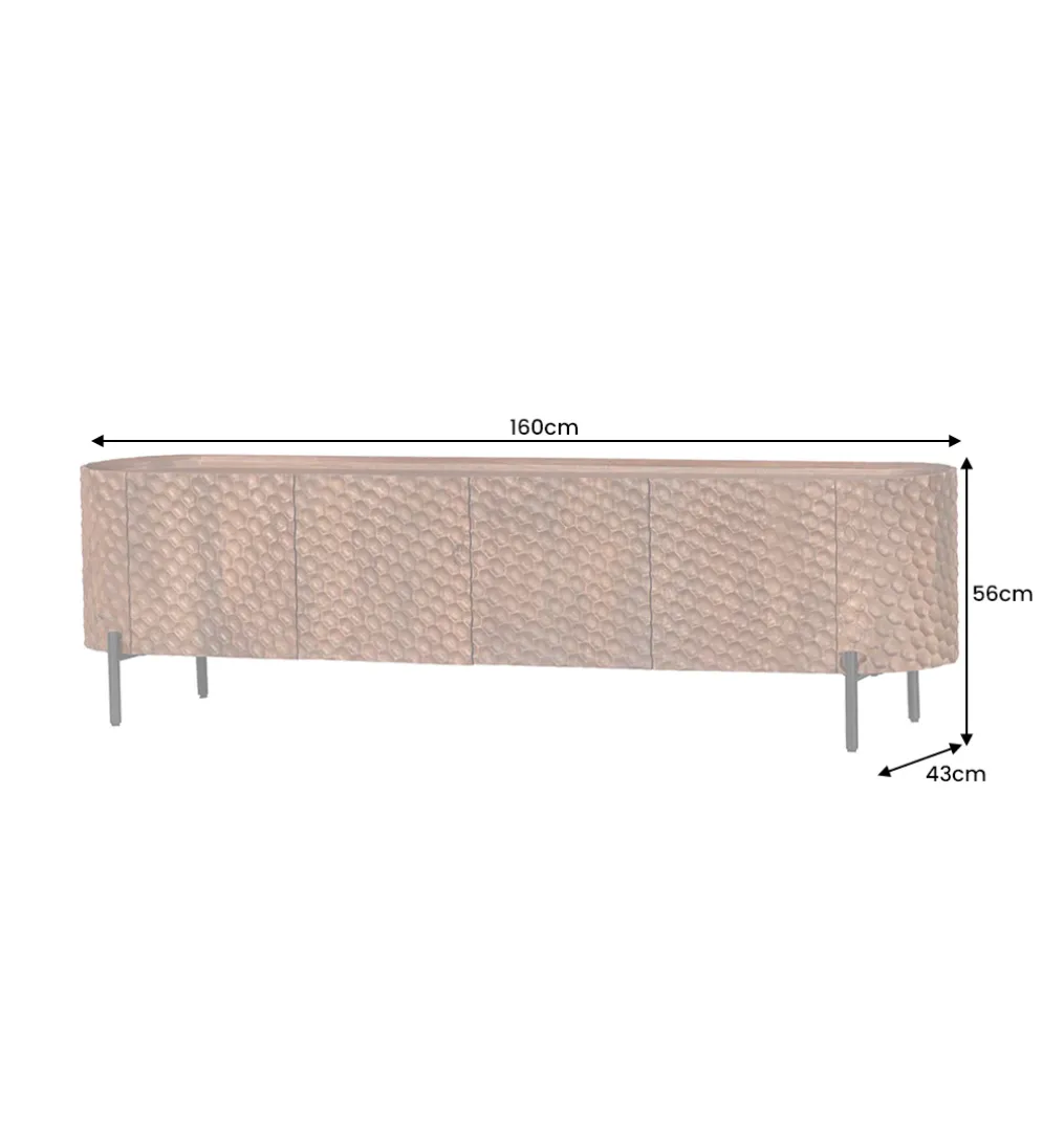 Stolik pod TV ADLON 160 cm drewno mango wzór 3D