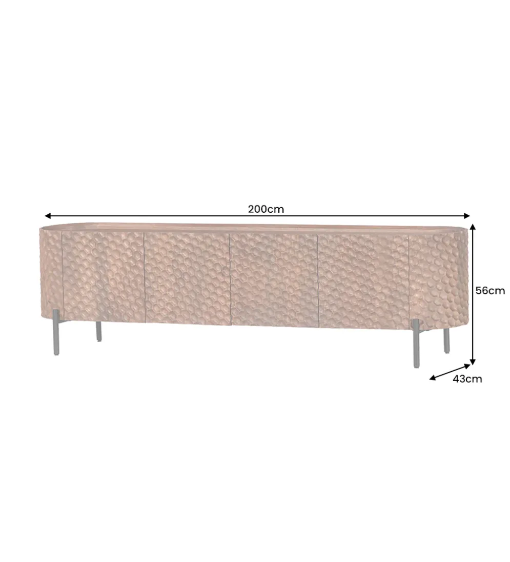 Stolik pod TV ADLON 200 cm drewno mango wzór 3D