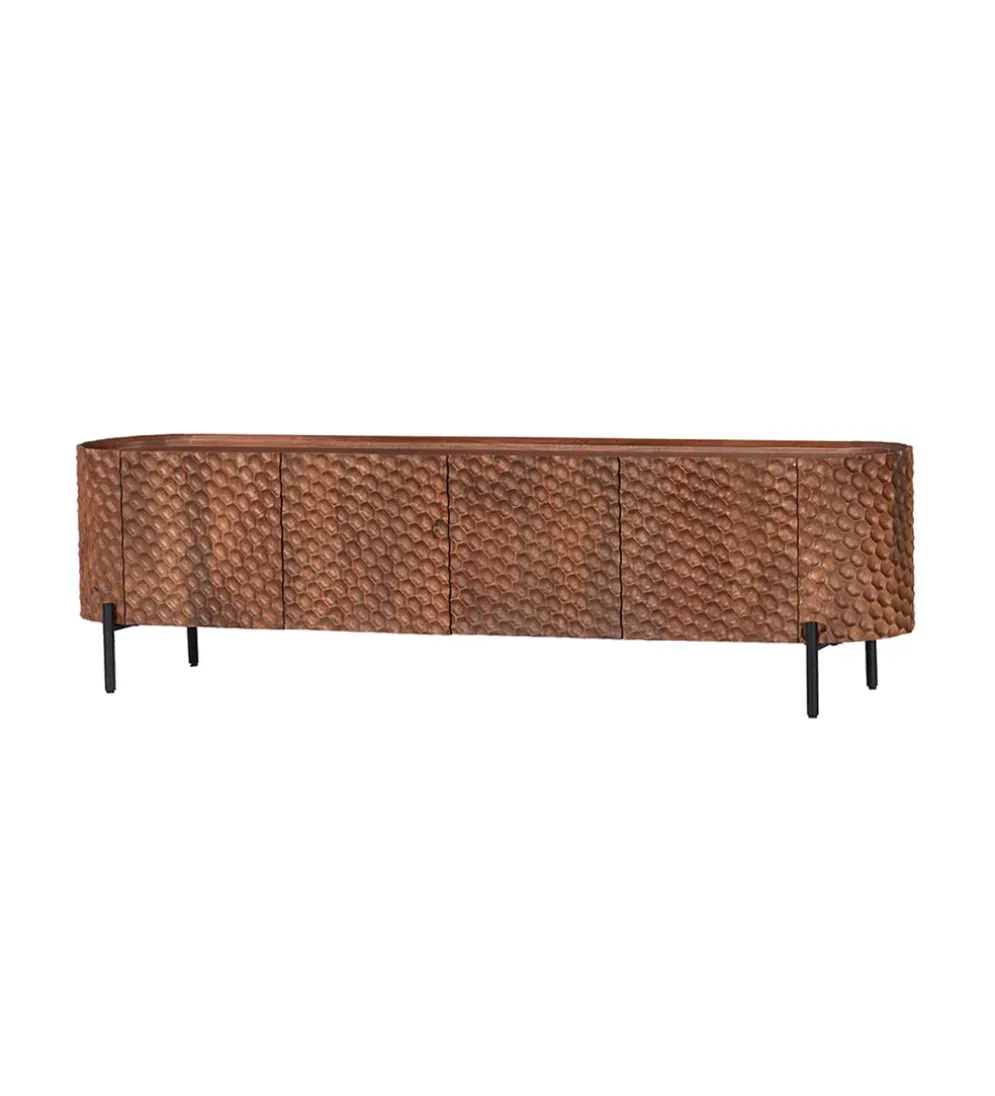 Stolik pod TV ADLON 200 cm drewno mango wzór 3D