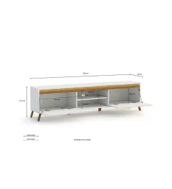 Stolik pod TV ALADYN 200 cm biały