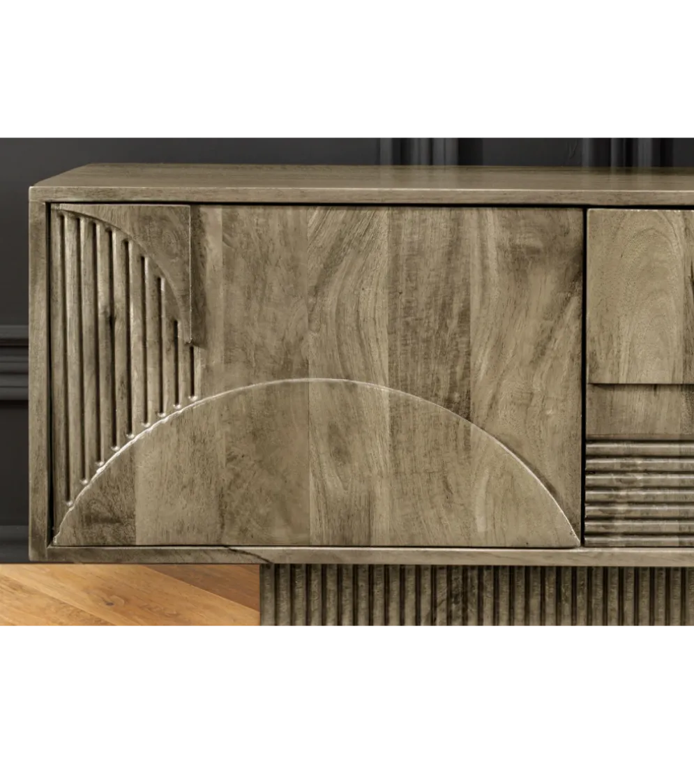 Stolik pod TV ART DECO 200 cm drewno mango szary
