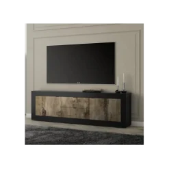 Stolik pod TV BASIC 210 cm czarna z dodatkiem koloru klon Pero