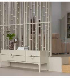 Stolik pod TV MERGE 160 cm drewno eukaliptusa szary