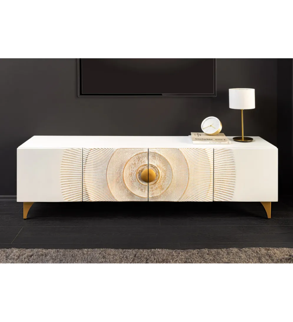 Stolik pod TV SWEET GOLDEN SUNSET 180 cm drewno mango biała