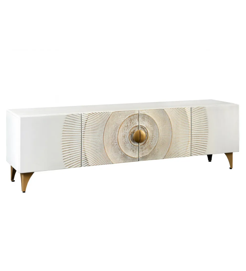 Stolik pod TV SWEET GOLDEN SUNSET 180 cm drewno mango biała