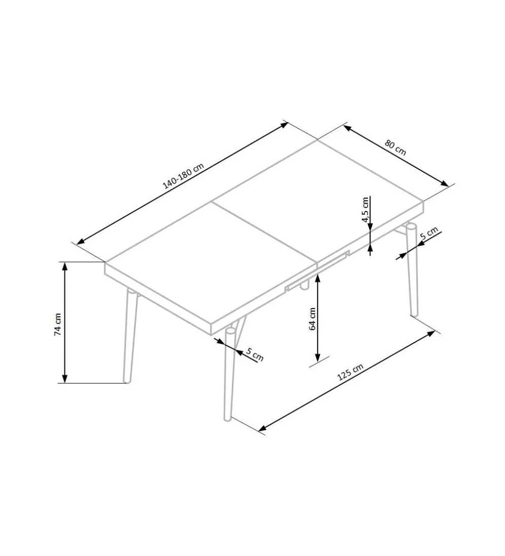 Stół rozkładany CAMBELL 140 cm - 180 cm w kolorze dąb naturalny