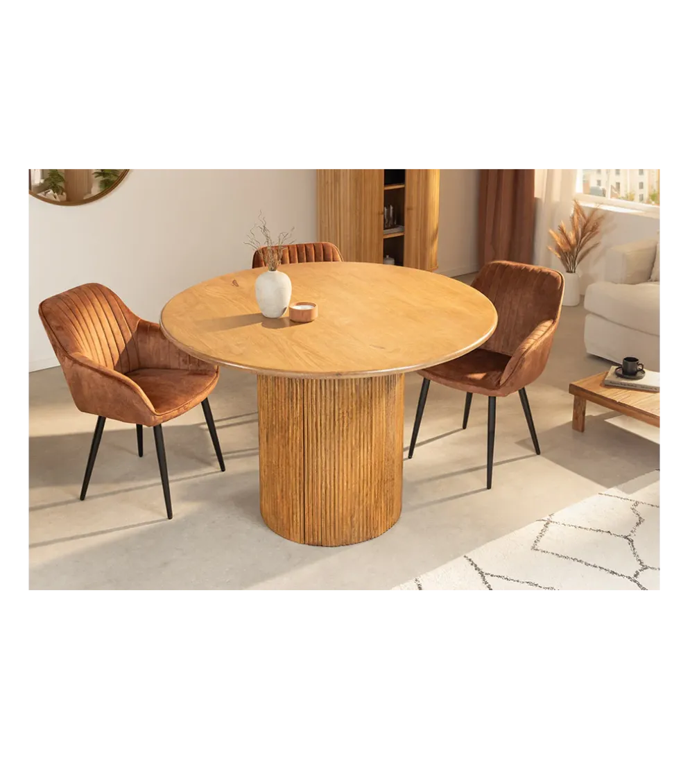 Stół z szafką TRES CHIC 120 cm drewno mango brązowy