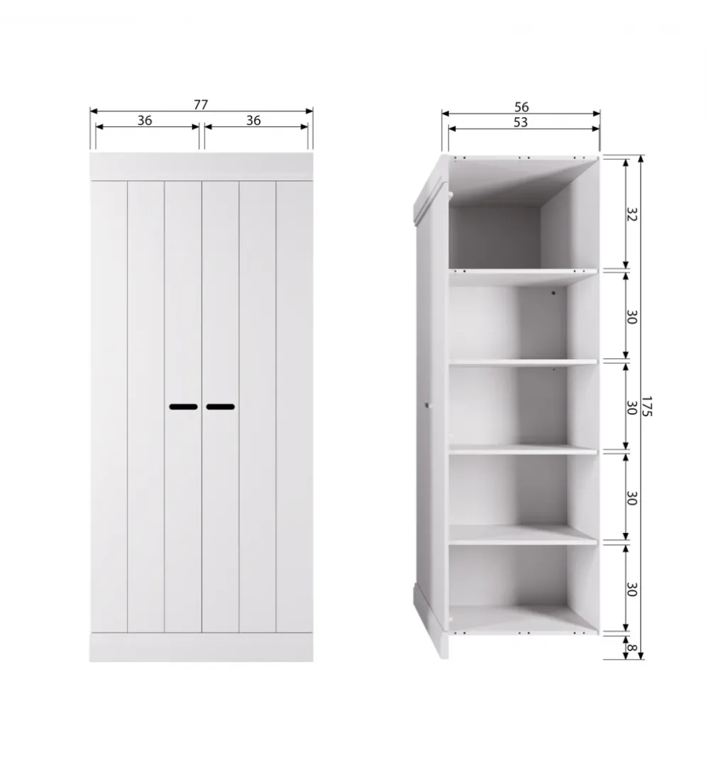 Szafa CONNECT 175 cm drewno sosny biała