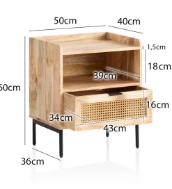 Szafka nocna TONIS 50 cm drewno mango
