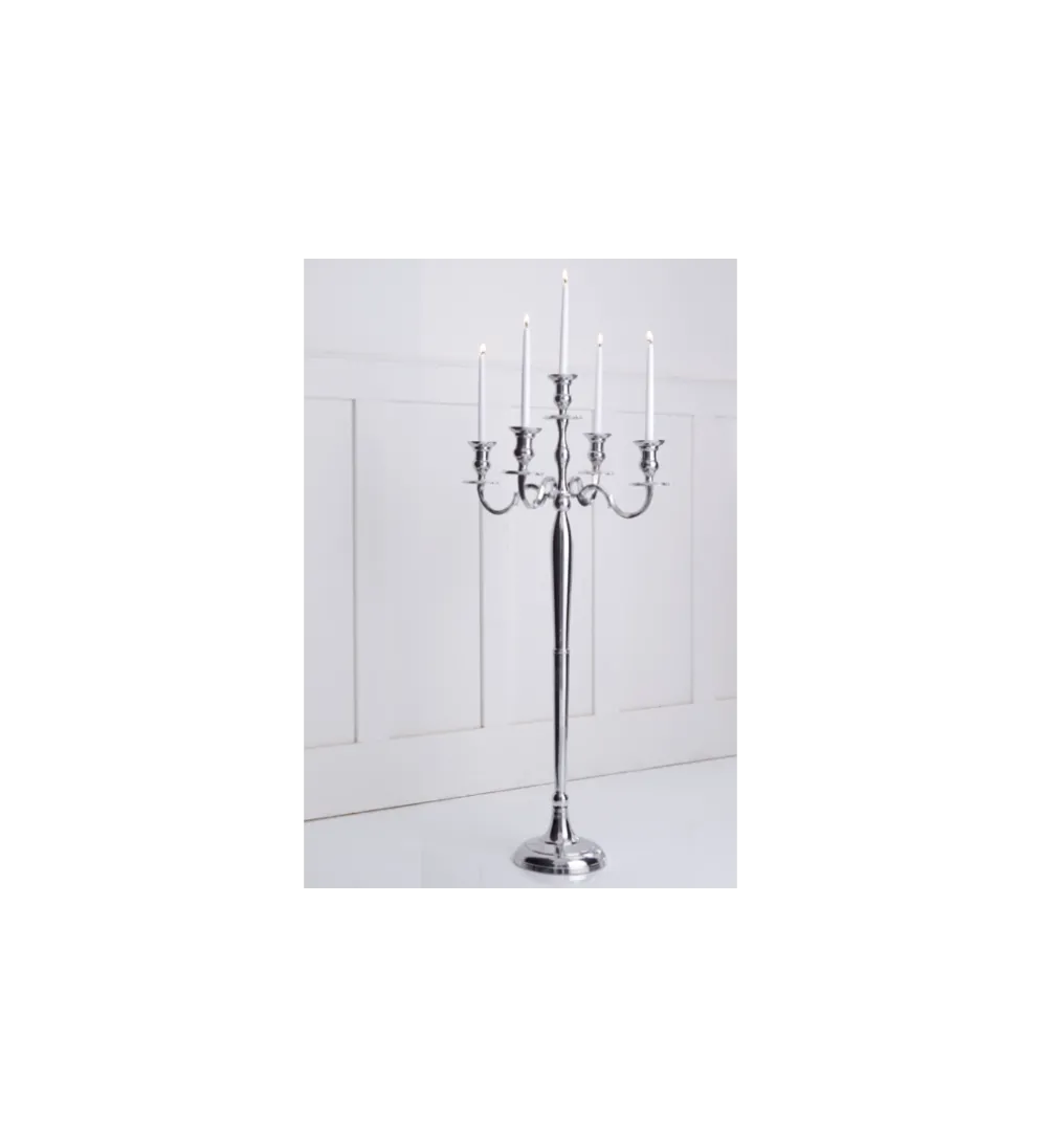 Świecznik 5 - ramienny 120 cm srebrny